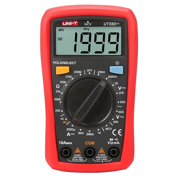 600V AC/DC 10A DC Uni-T UT33D+ Palm Size Multimeter 600V AC/DC 10A DC Uni-T UT33D+ Palm Size Multimeter
